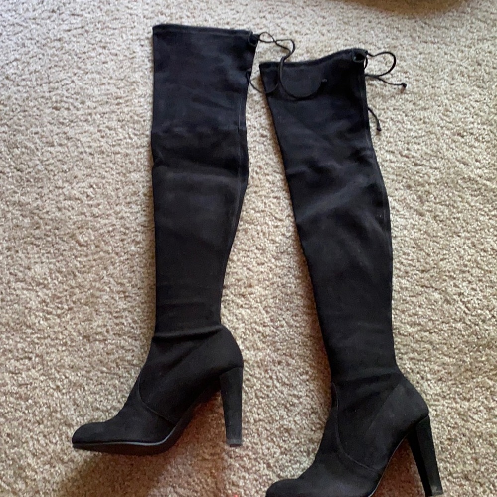 Stuart Weitzman HIGHLAND Black Suede. Size M8.0